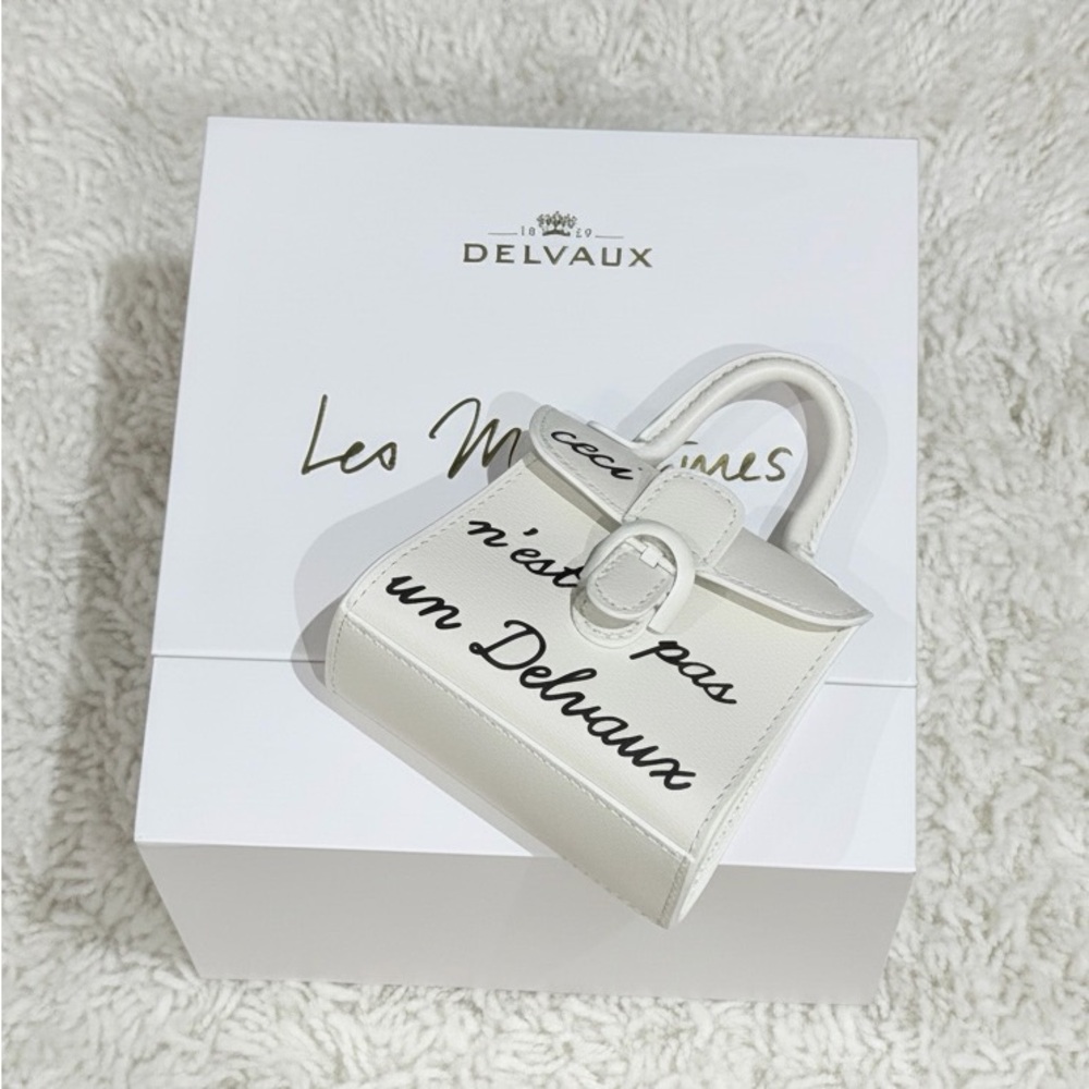 Delvaux White Mini Bag - Brillant Charms Chain Gand Box Calf